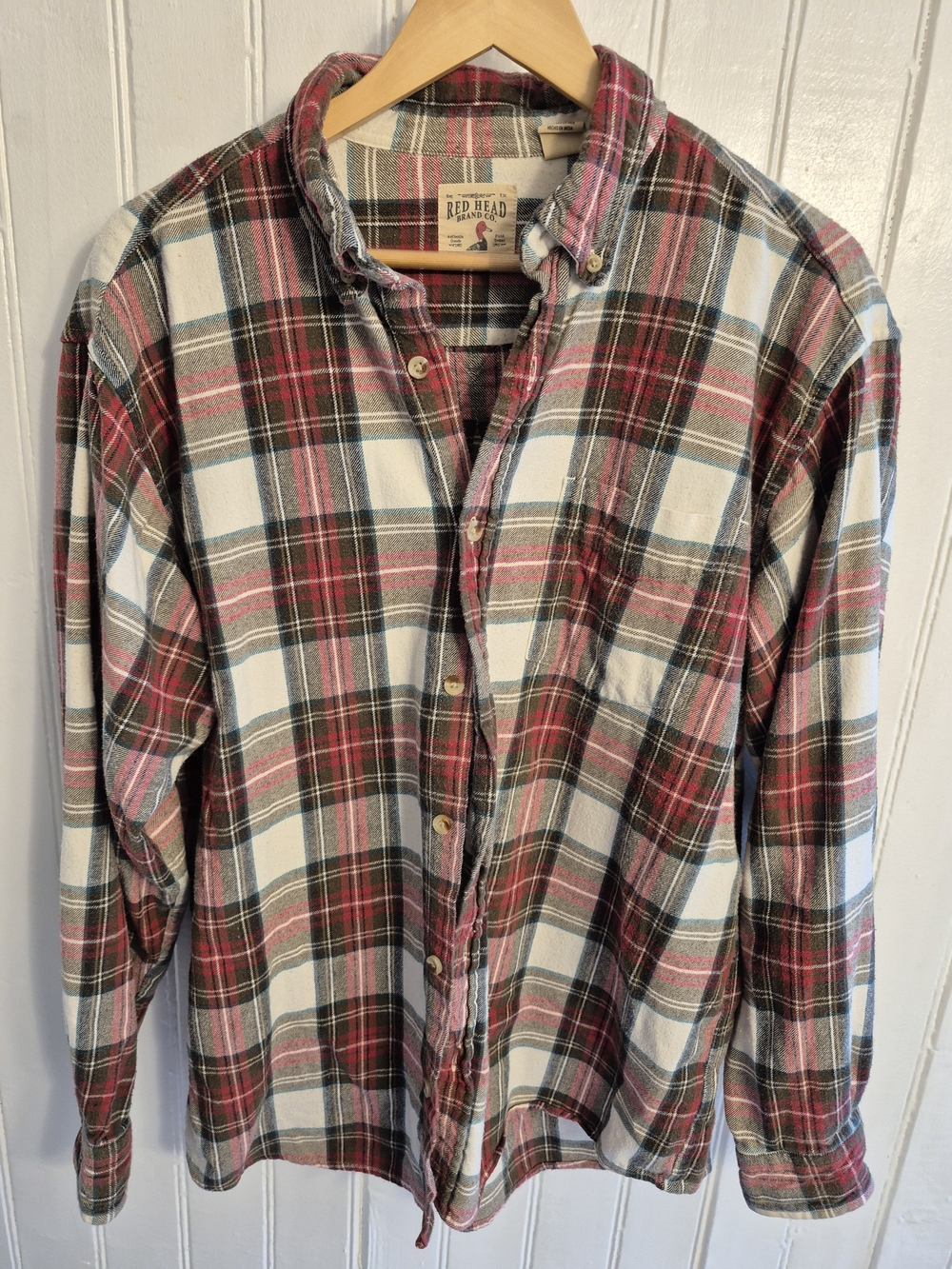 Red Head Men's Red Plaid Button-Up Flannel Shirt